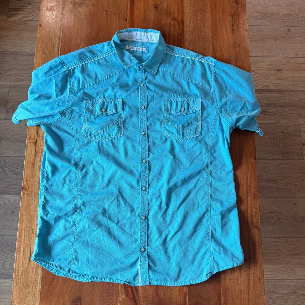 BKE Men's Short Sleeve Pearl Snap Button Up Athletic Fit Shirt Size 2x
